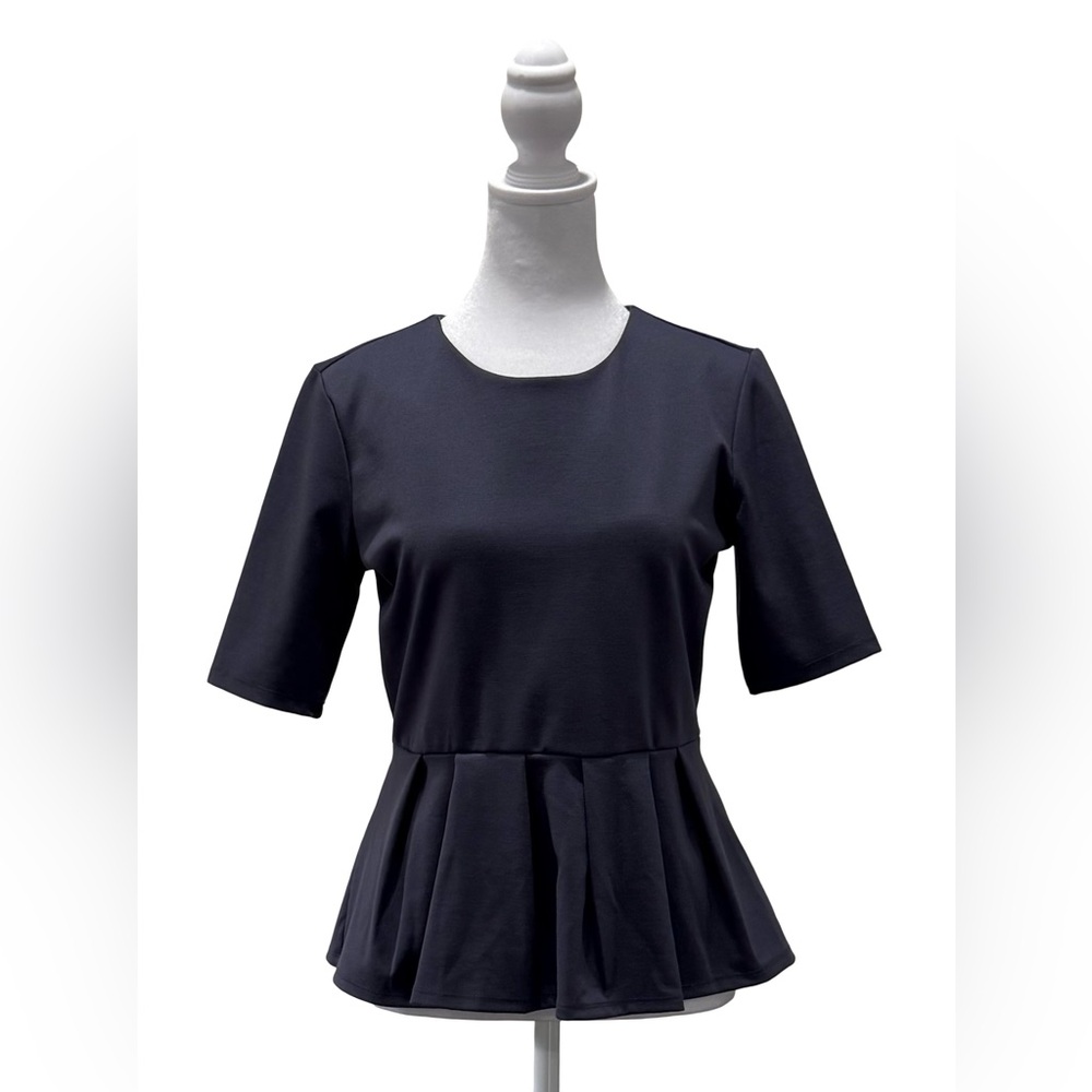 NWOT Simply Vera Vera Wang Elbow Sleeve Peplum Top blue/gray size small